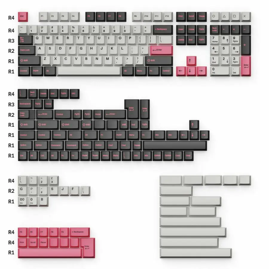 Cherry Profile Double - Shot PBT Full Set Keycaps - Dolch Pink