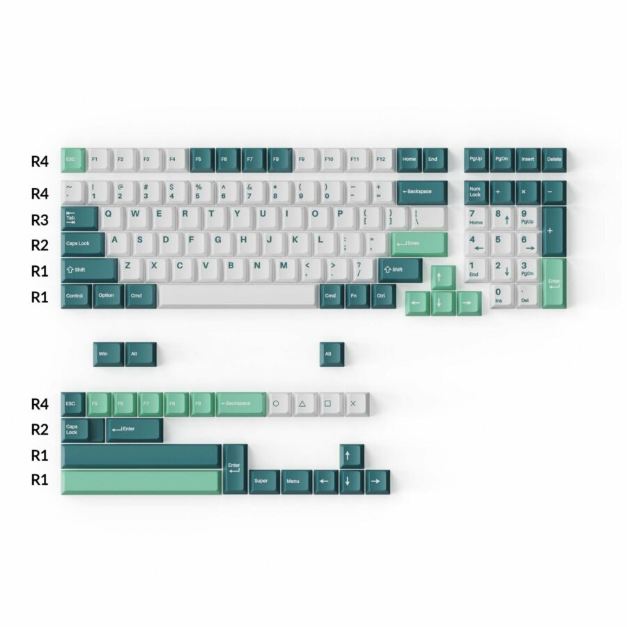 Cherry Profile Double-Shot PBT Full Set Keycaps - White Mint - Image 3