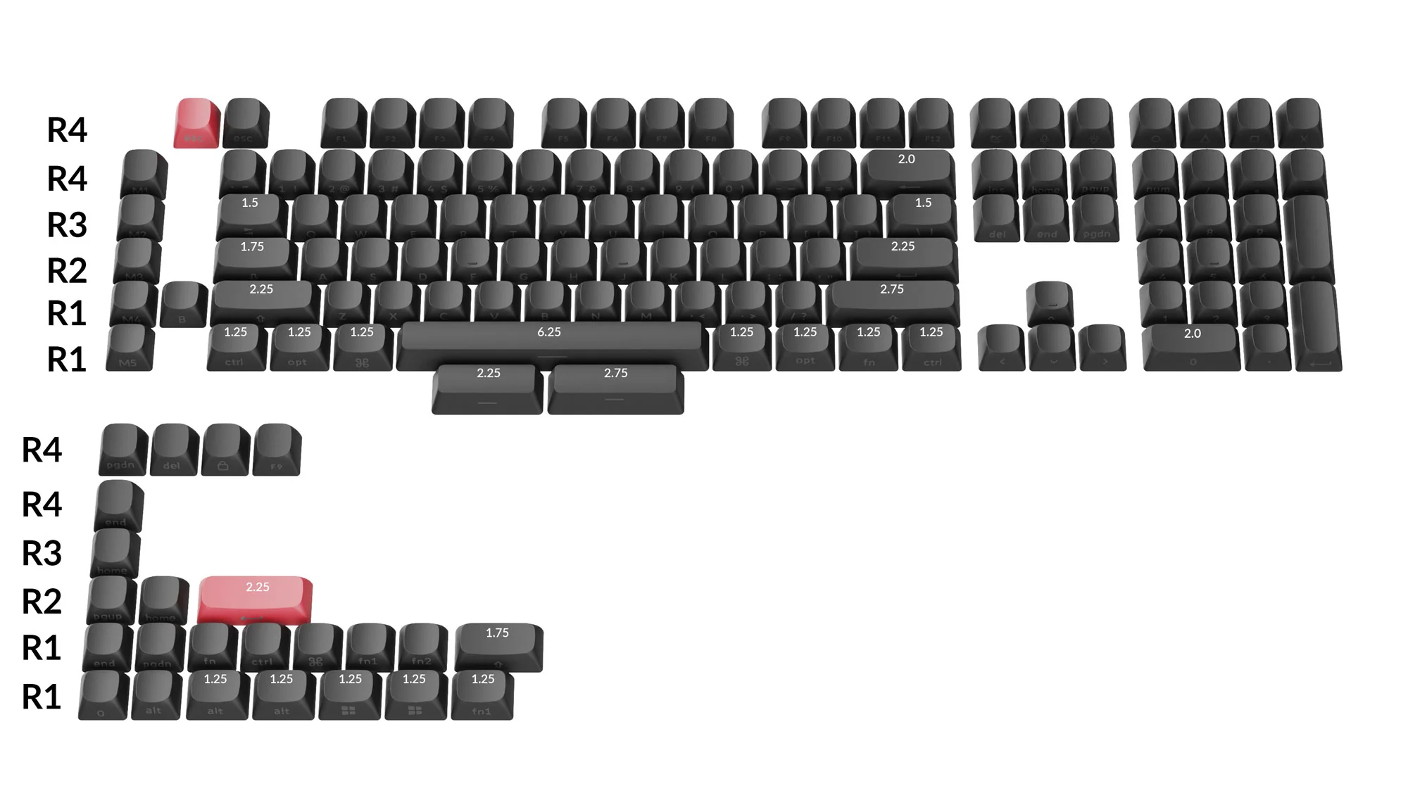 Double-Shot-OSA-PBT-Side-Printed-Full-Keycap-Set-Black