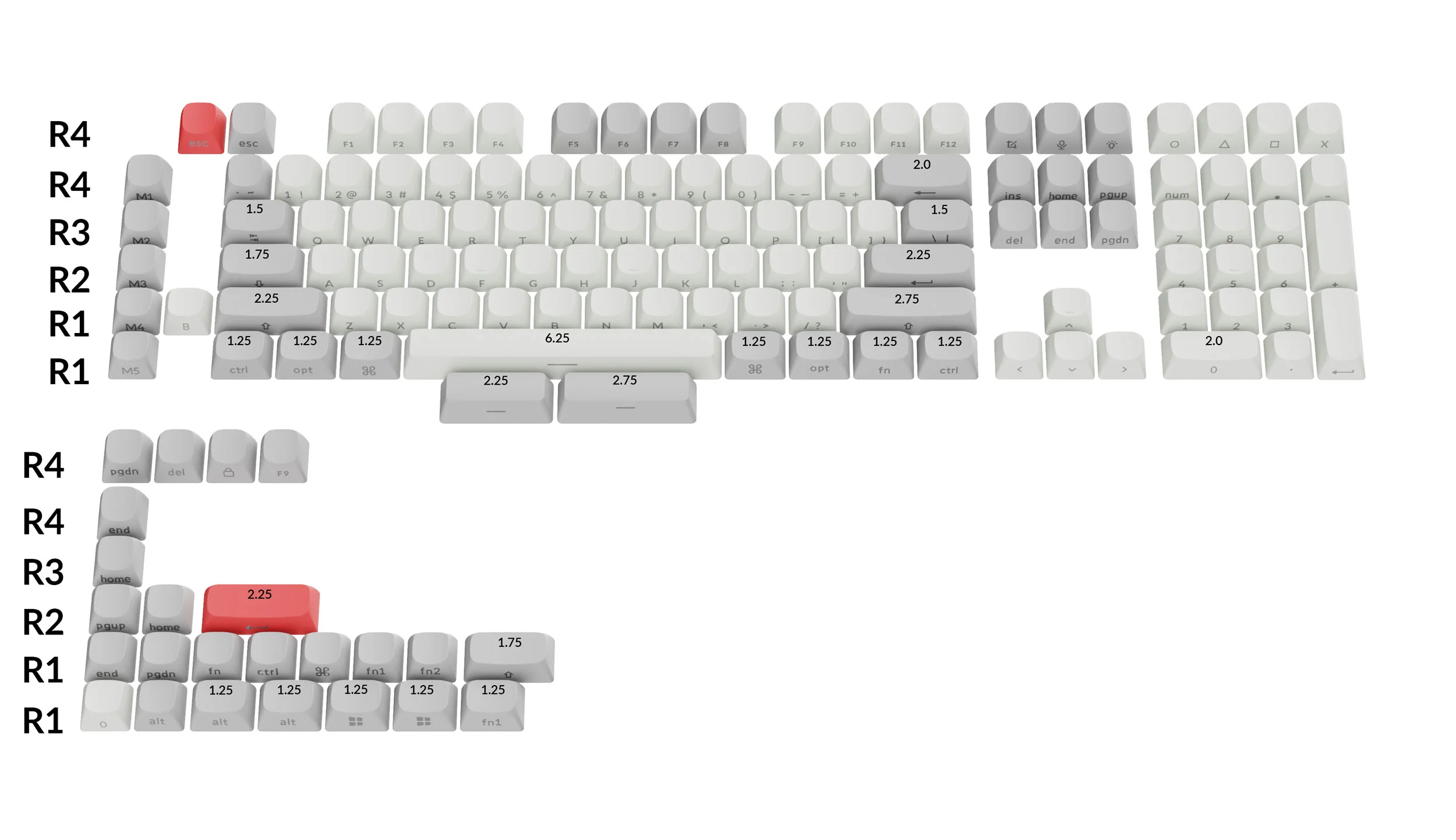 Double-Shot-OSA-PBT-Side-Printed-Full-Keycap-Set-White